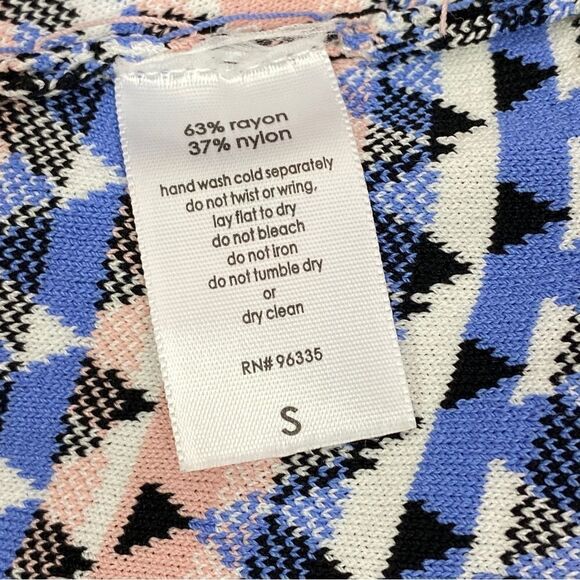 Susan Monaco Stitch Fix Geometric Print Fit & Flare Dress Blue Pink Small - Picture 10 of 12